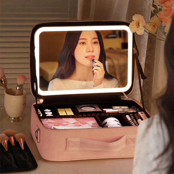 Led light makeup travel bag
